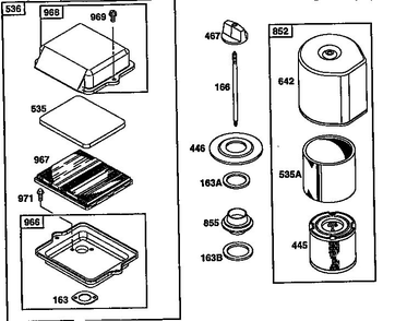 Air Cleaner Assembly Diagram and Parts List for 135200-135299 0679 Briggs and Stratton Engine